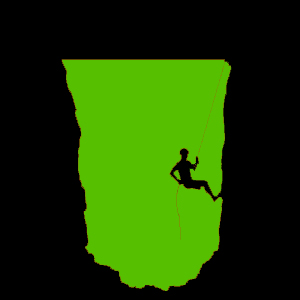 A man climbing up the rope.